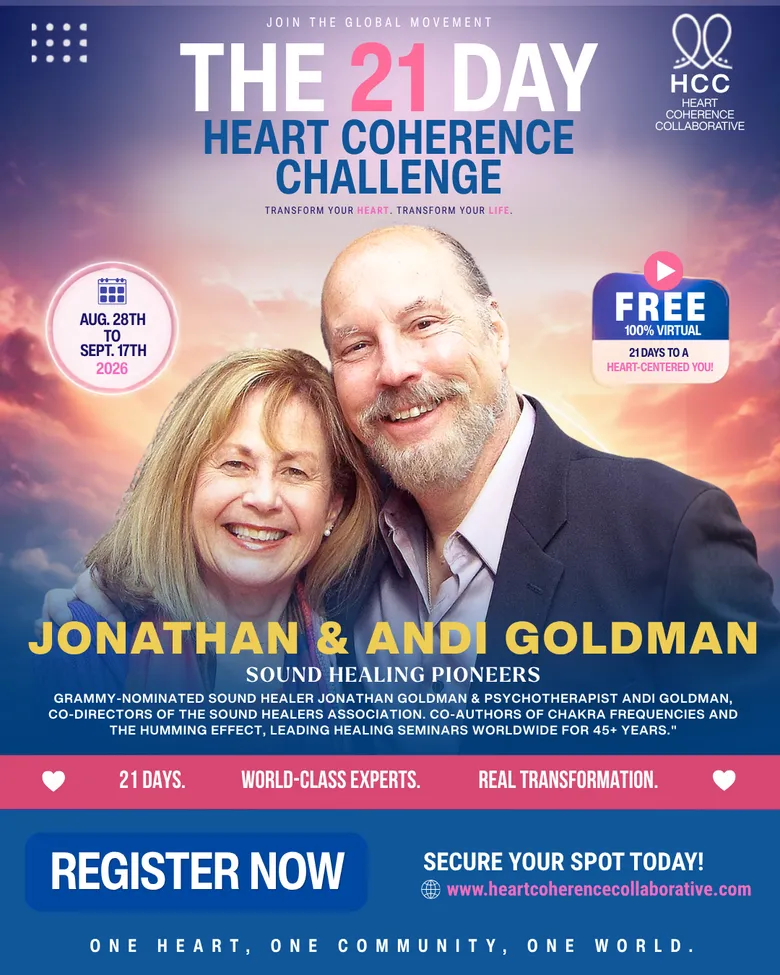 Official challenge flyer for Jonathan & Andi Goldman, Sound Healing Pioneers