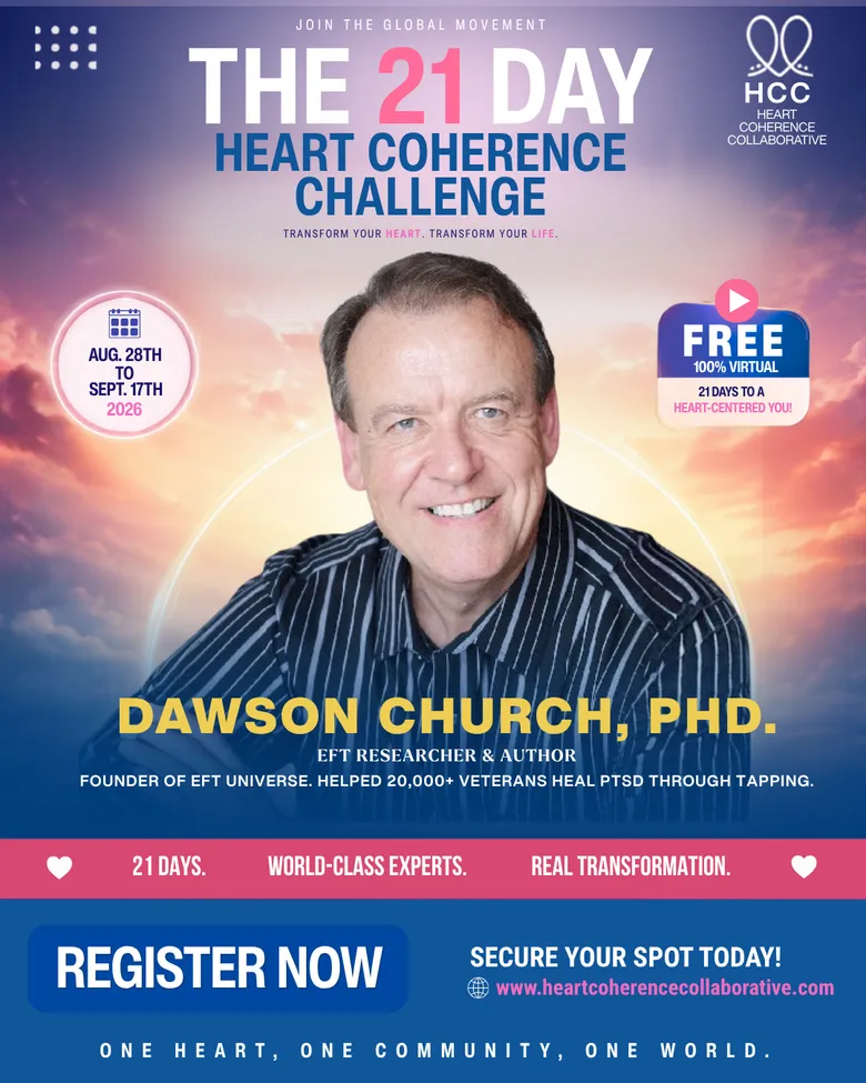 Official challenge flyer for Dawson Church, PhD, EFT Researcher & Author