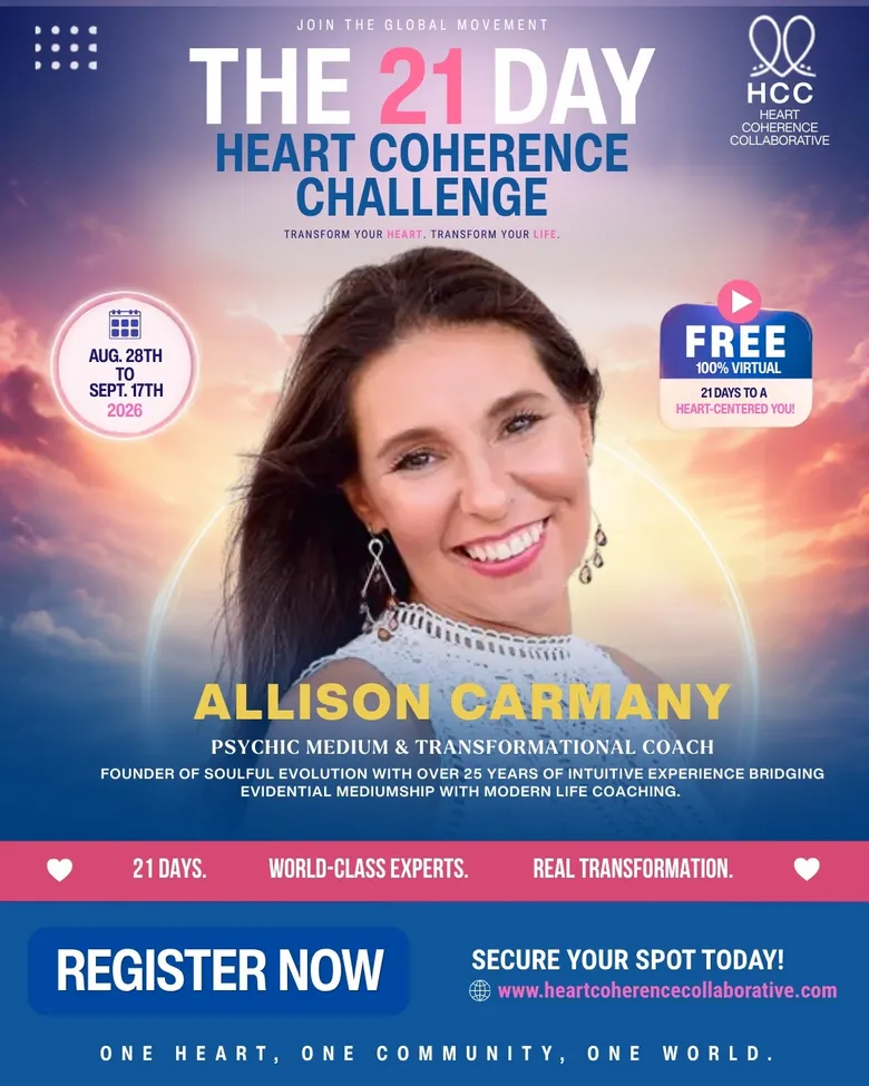 Official challenge flyer for Allison Carmany, Psychic Medium & Transformational Coach