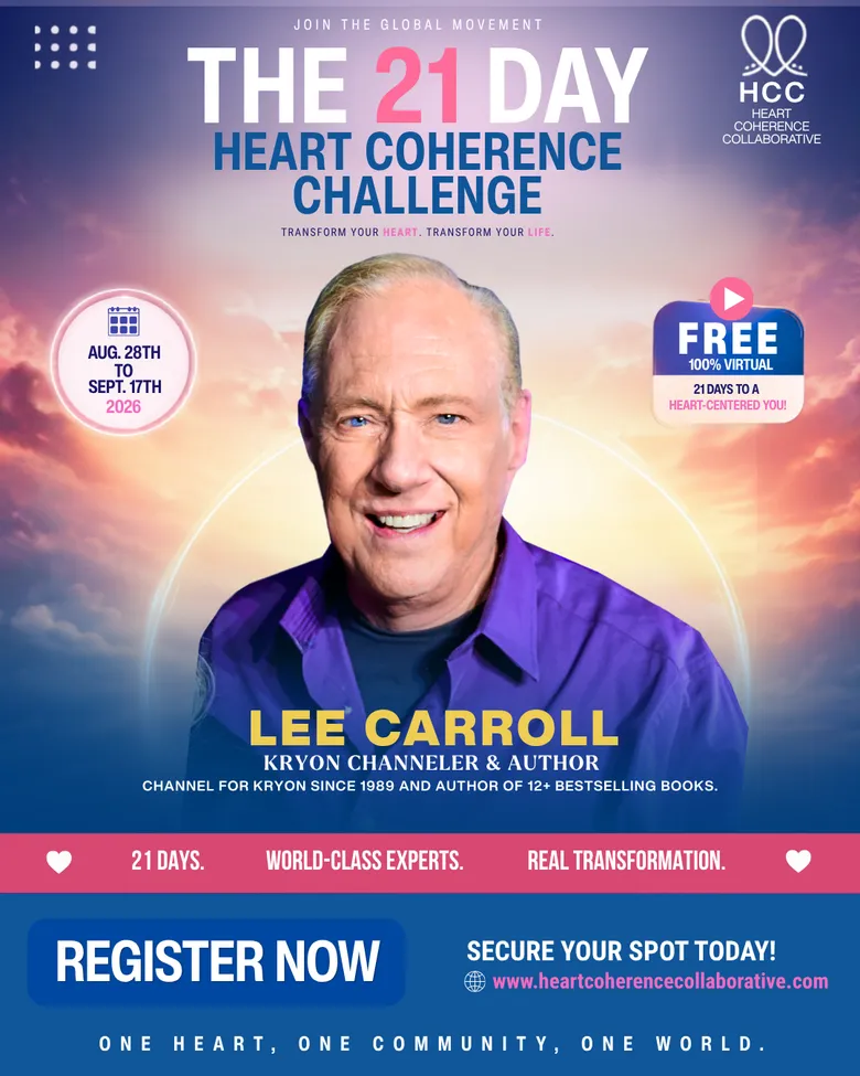 Official challenge flyer for Lee Carroll, Kryon Channeler & Author