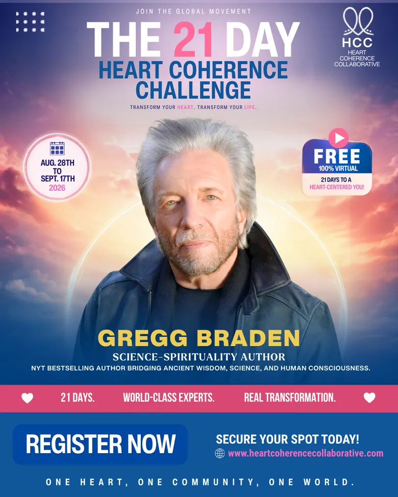 Official challenge flyer for Gregg Braden, Science-Spirituality Author